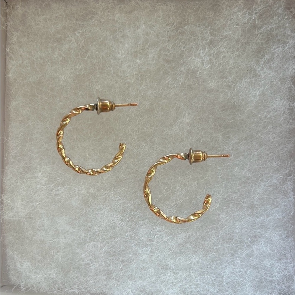 Elegant Gold Rope Braid Twisted Hoop Earrings